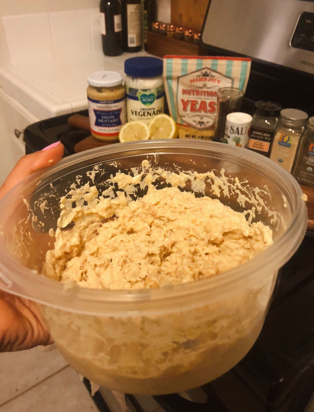 Step 1 for Chickpea salad sandwiches