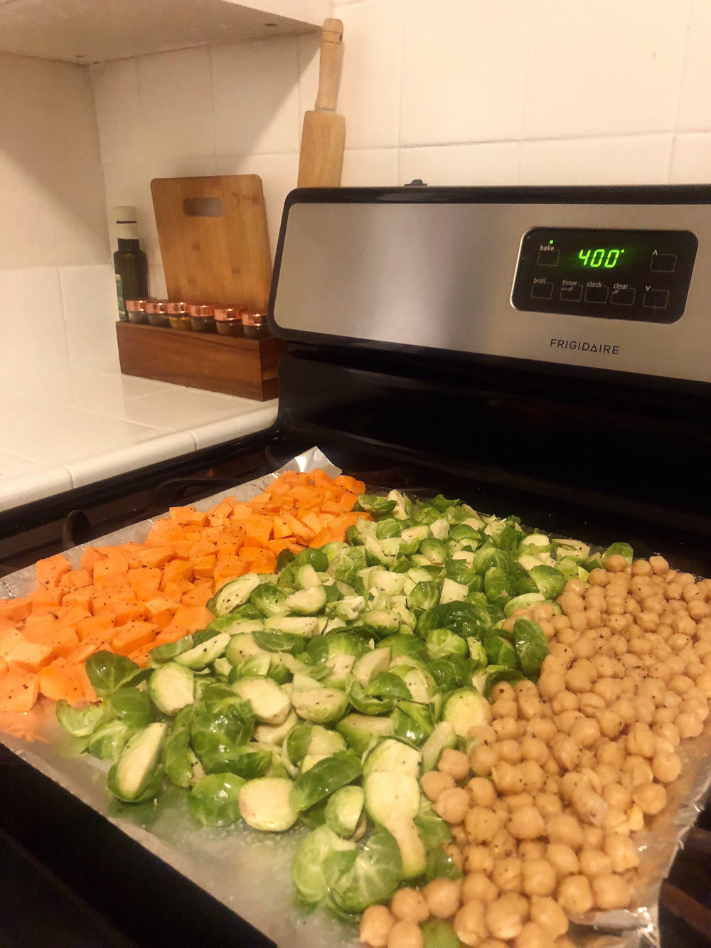 Step 1 for Sweet Potato Brussel Sprout Bowls