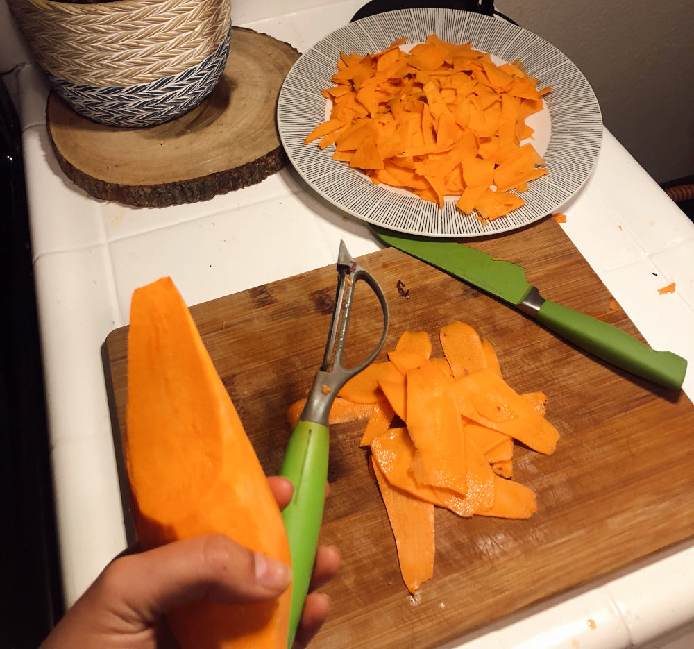 Step 1 for Sweet Potato Soyrizo Tacos