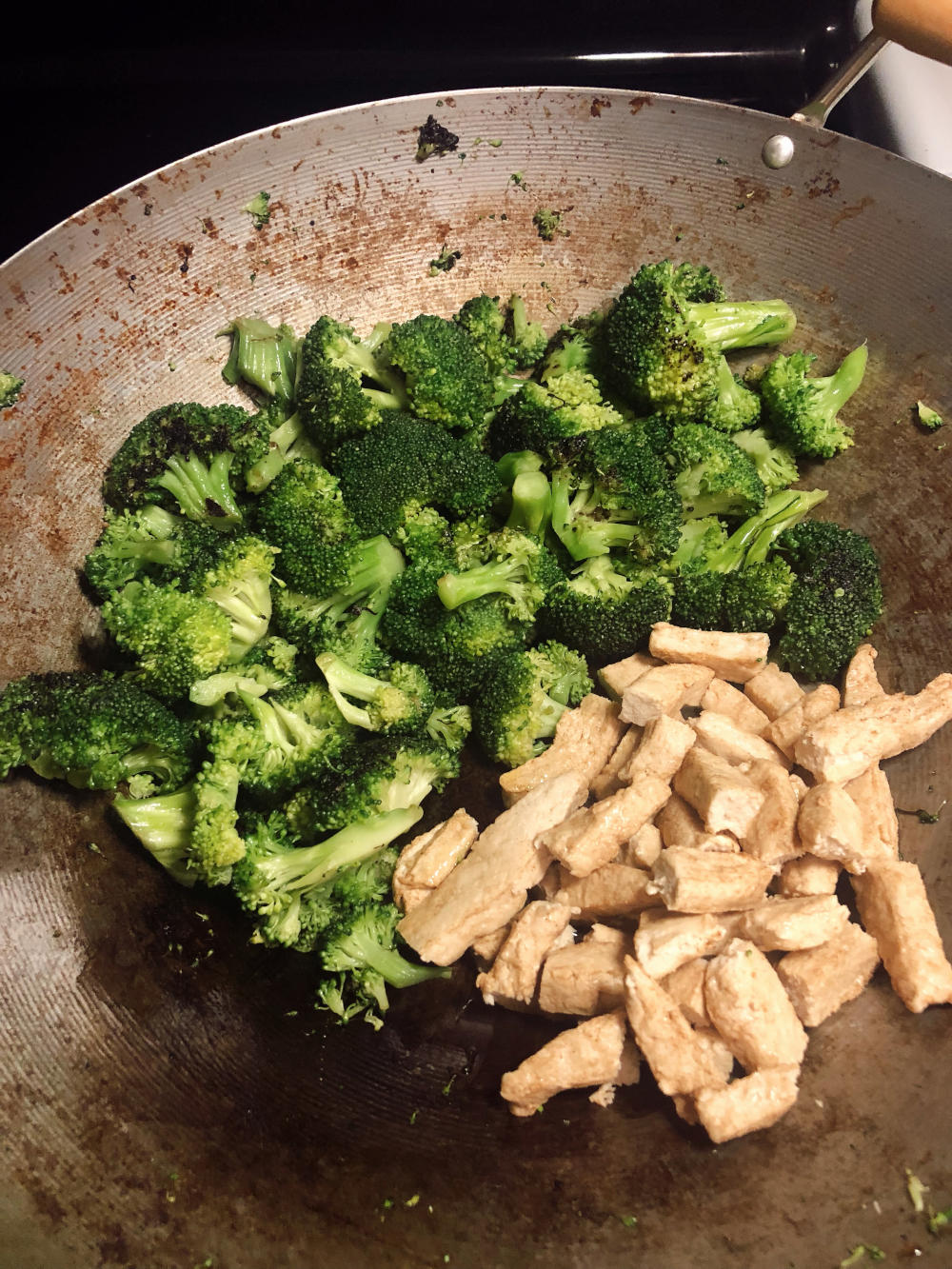 Step 3 for Alfredo lasagne stir fry