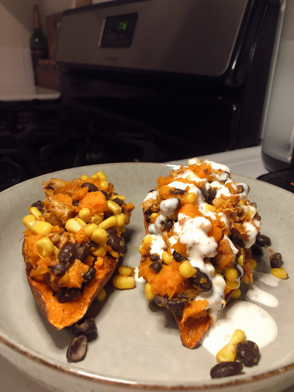 Step 5 for Vegan BBQ Chicken stuffed sweet potatoes