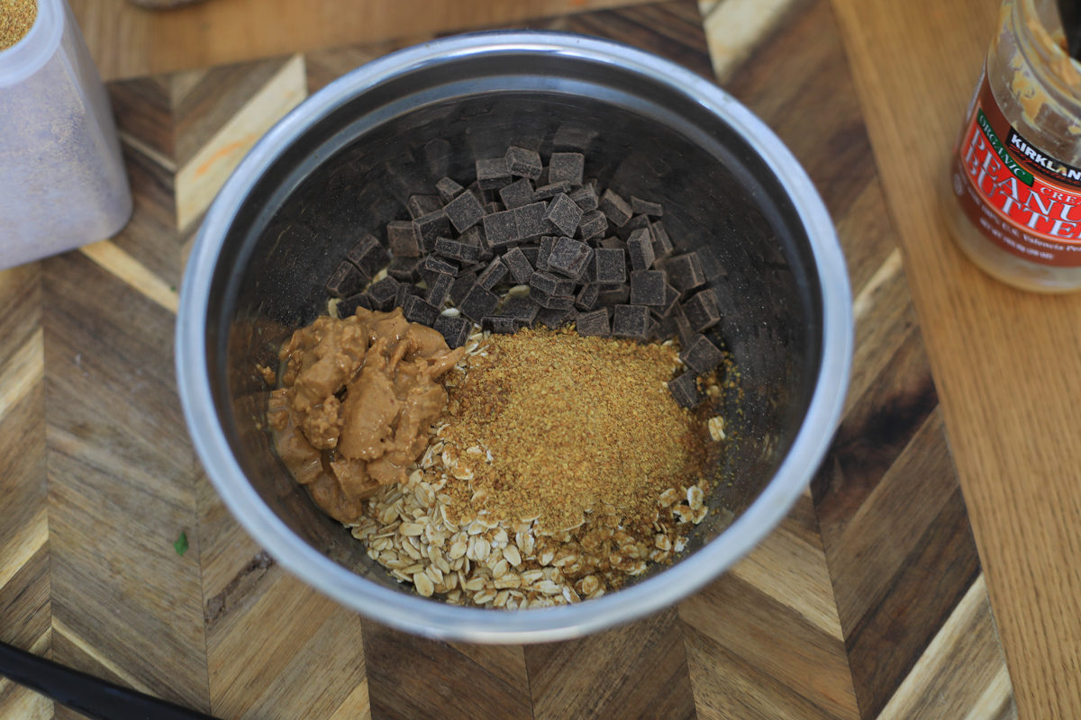 Step 1 for Peanut Butter Chocolate Chip Oat Balls