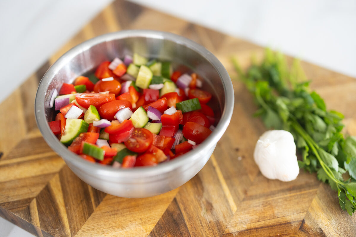 Step 2 for Chickpea Pasta Salad